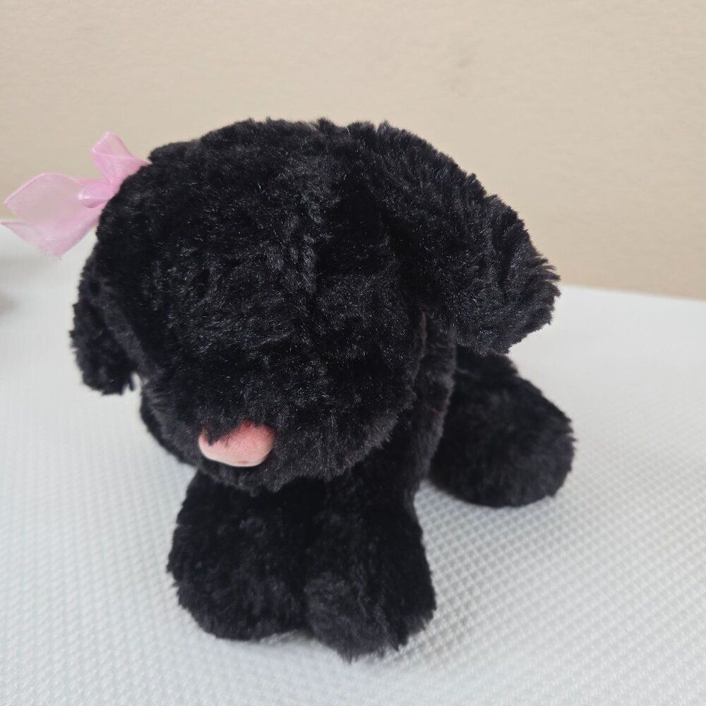 Dan Dee Black Plush Dog Pink Bow Puppy Doodle Poodle